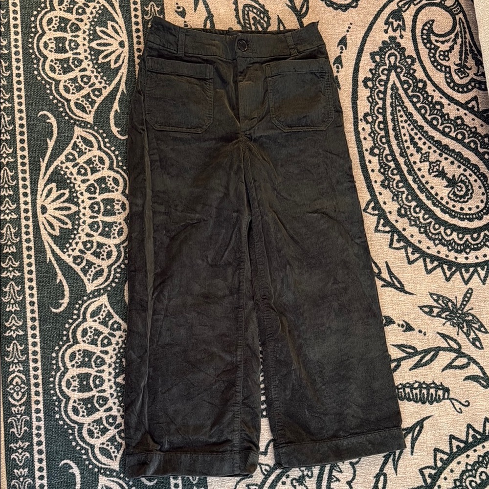 Maeve Dark Green Velvet | The Colette Wide-Leg Corduroy